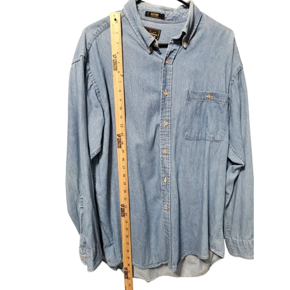 Arrow Blue Jeans Co Men’s Chambray Button Down Shirt 15.5 100% Cotton Light Wash - Picture 5 of 10